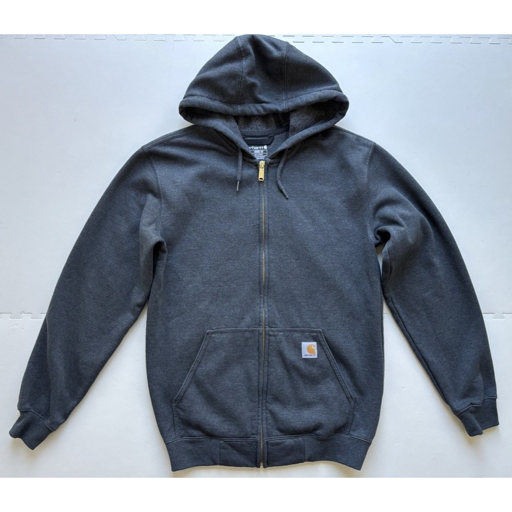 CARHARTT Mens Hoodie Sweatshirt Marquette Full-Zip Loose Fit - Size S Gray